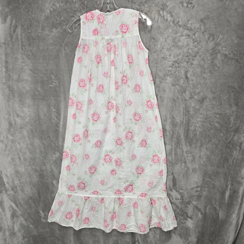 Eileen West Nightgown Dress Women XS Floral Cotton Dobby Sleeveless Coquette
